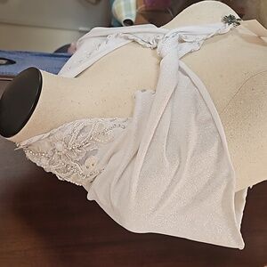 NWT braded ivory embroidered lace Sequined hand-stitched formal or wedding tie
